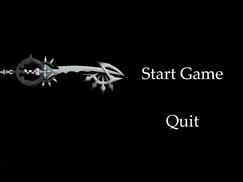 A mock video game title screen